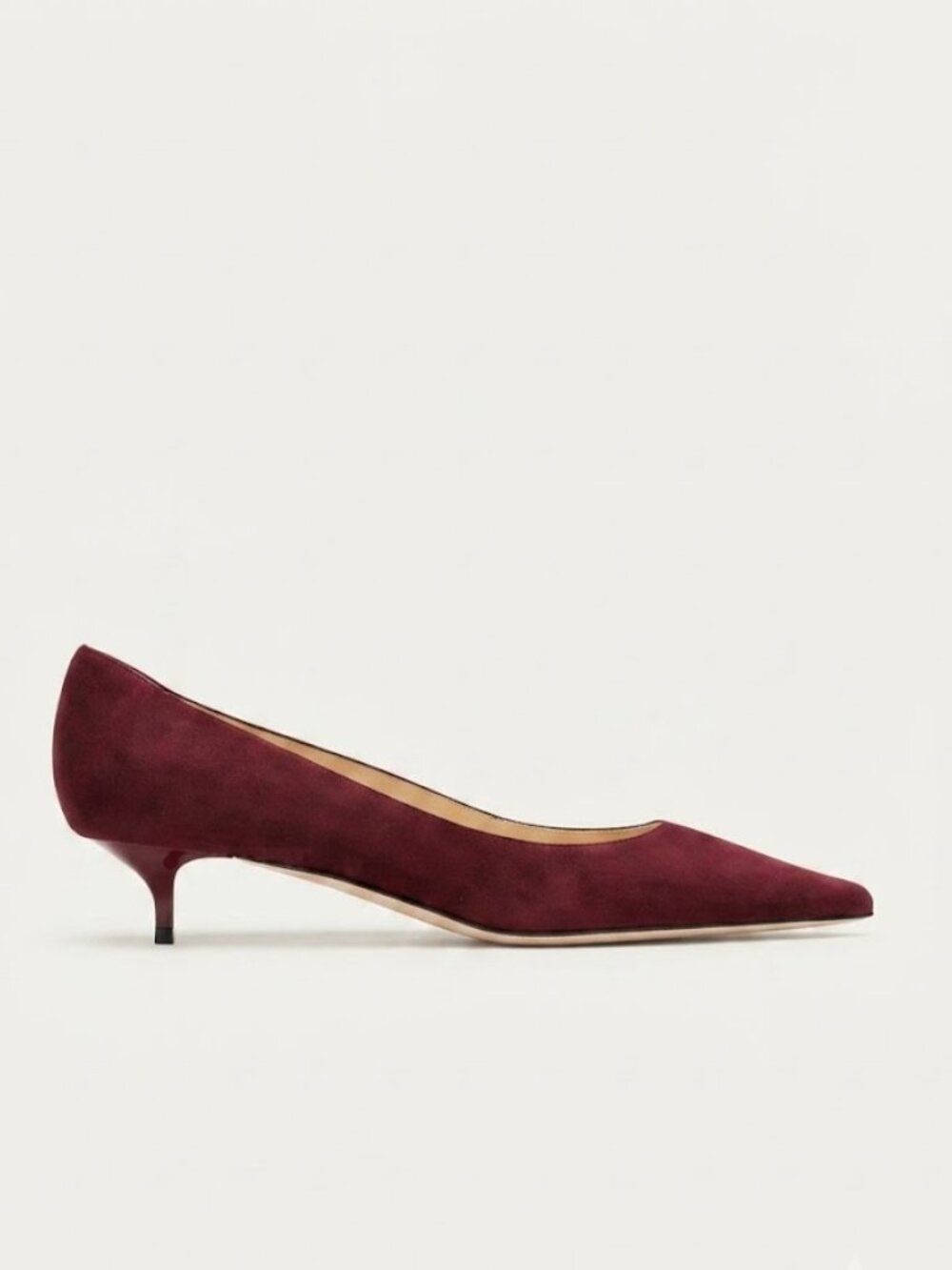Jimmy Choo Amelia Suede Kitten-Heel Pumps in Burgundy Size 38.5 NIB